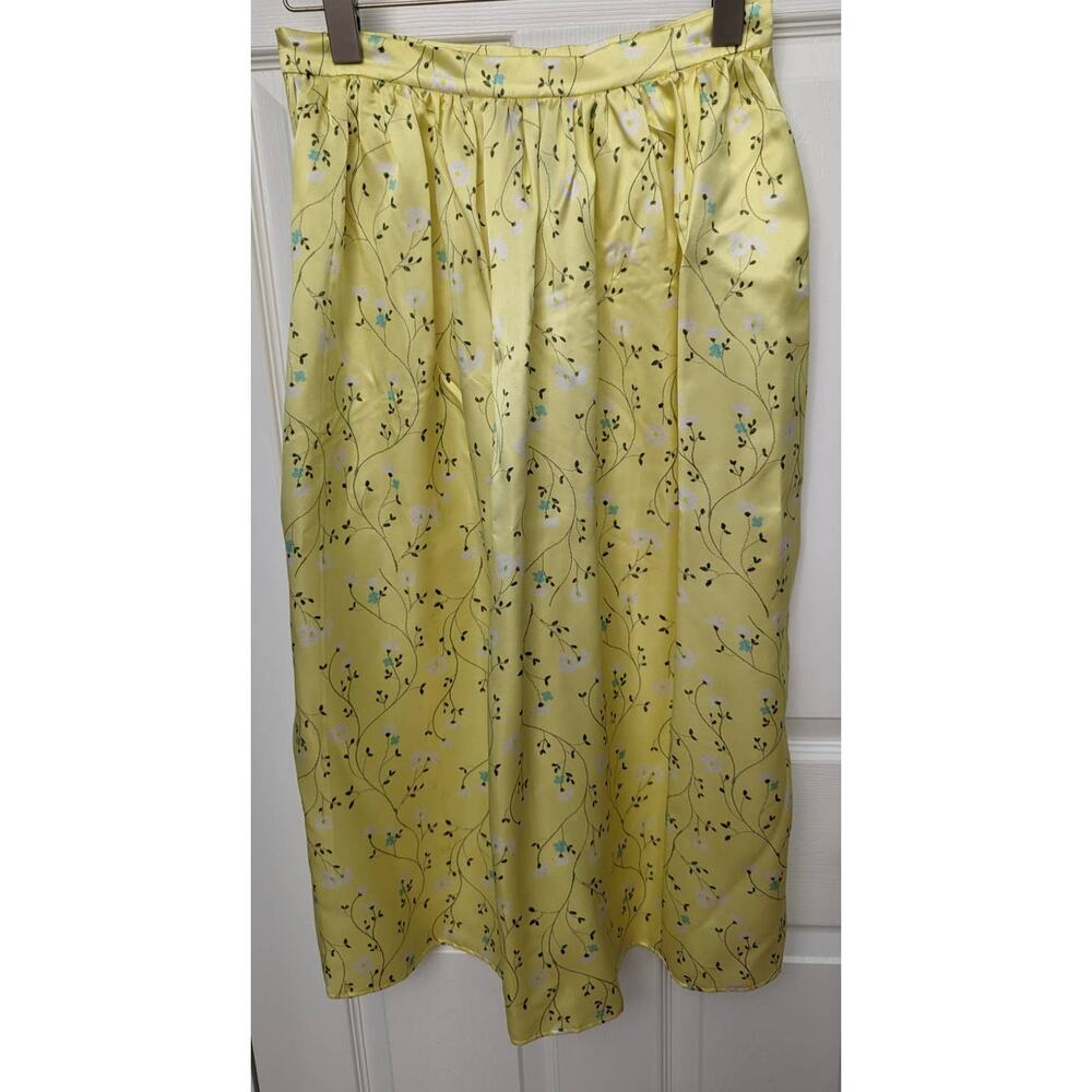 Naya Rea Size 10 Skirt Angelica Silk Midi Yellow Floral Pattern Coquette Girlie